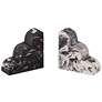 Black and White Marble Veneer Concrete Bookends Set of 2