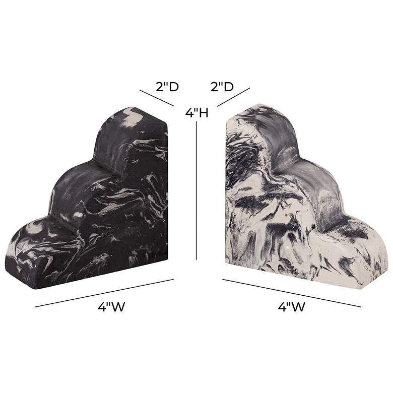 Image 4 Black and White Marble Veneer Concrete Bookends Set of 2 more views