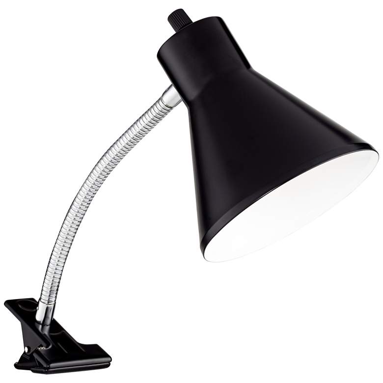 Image 1 Black and White Metal Gooseneck Clip Lamp