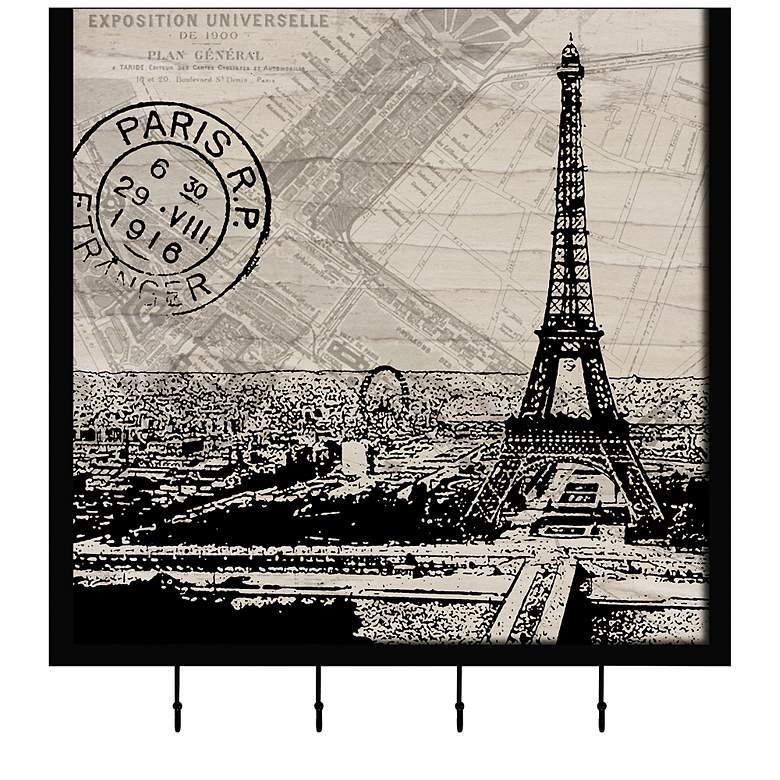 Image 1 Black and White Paris ll 15 1/4 inch Square Wall Art with Hooks