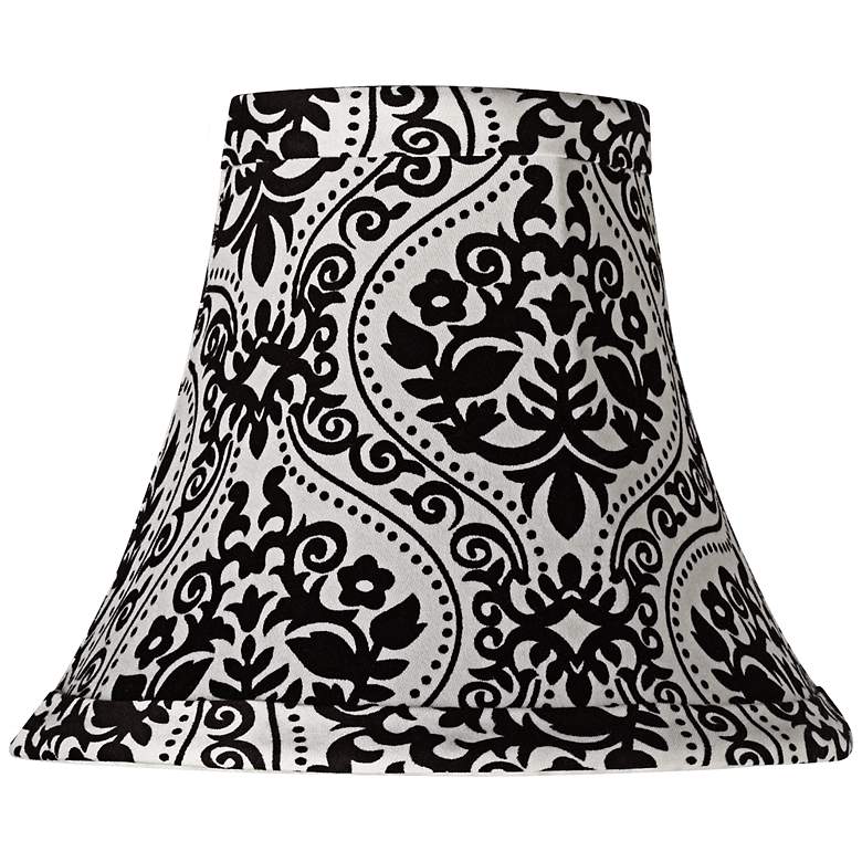 Image 1 Black and White Scroll Print Bell Lamp Shade 3x6x5 (Clip-On)
