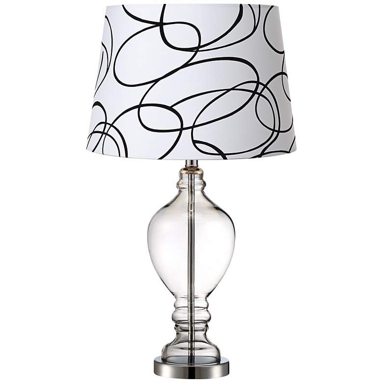 Image 1 Black and White Squiggle Apothecary Urn Glass Table Lamp