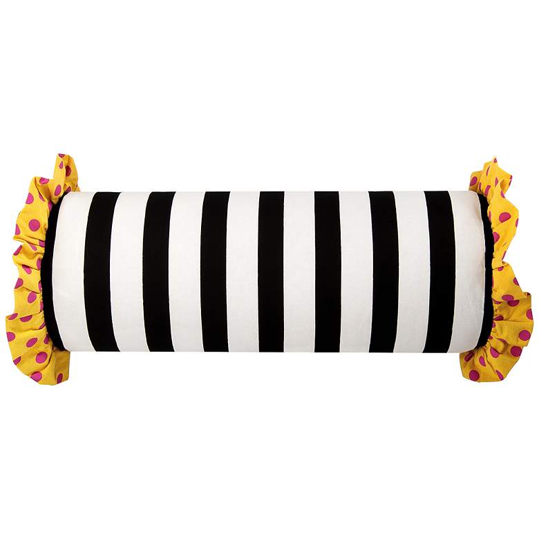 Image 1 Black and White Striped and Polka Dot 21 inch x 7 inch Pillow