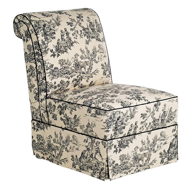 Image 1 Black and White Toile Large Slipper Chair