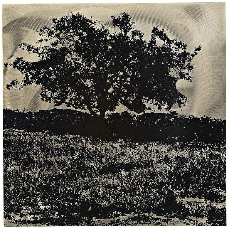 Image 1 Black and White Tree Silhouette 22 inch Square Metal Wall Art