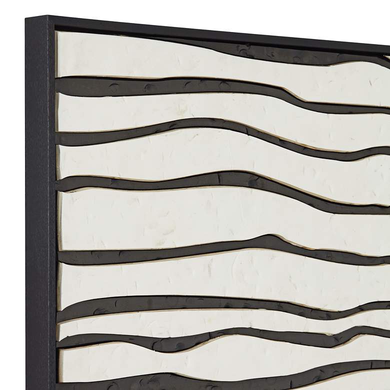 Image 3 Black and White Wave 23 1/2" Square Framed Wall Art more views