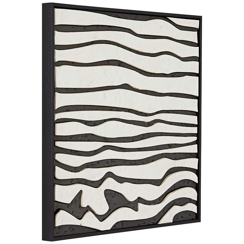 Image 5 Black and White Wave 23 1/2" Square Framed Wall Art more views