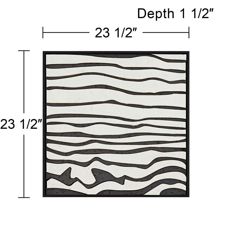 Image 7 Black and White Wave 23 1/2" Square Framed Wall Art more views
