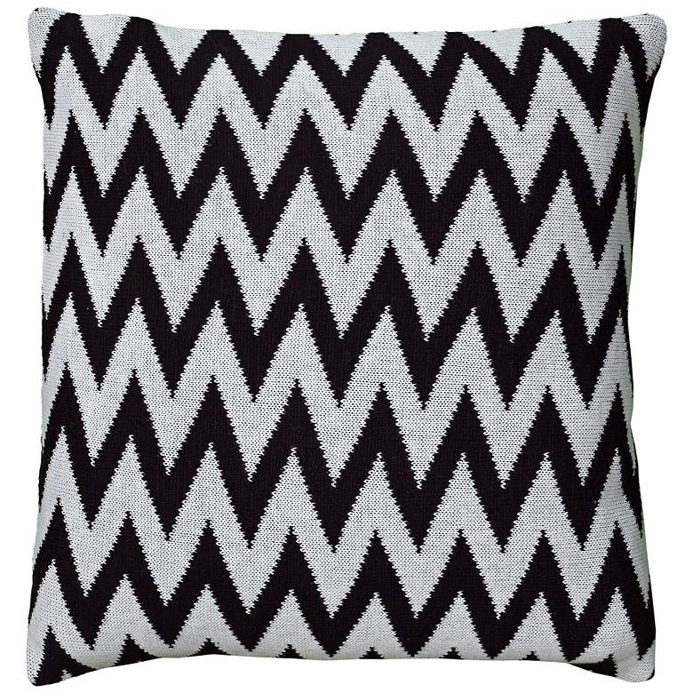 Image 1 Black and White Woven 20 inch Square Chevron Throw Pillow