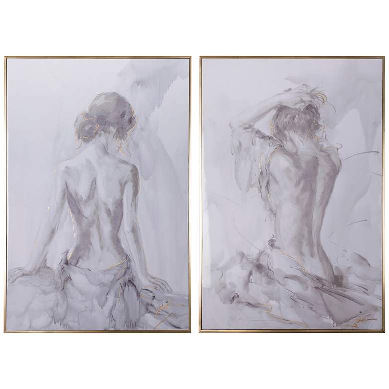 Image 1 Black Artist's 48 1/2"H 2-Piece Figure Sketches Wall Art Set