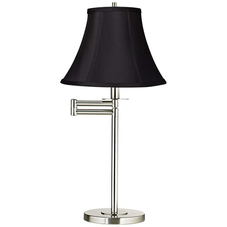 Image 1 Black Bell Shade Brushed Nickel Swing Arm Desk Lamp