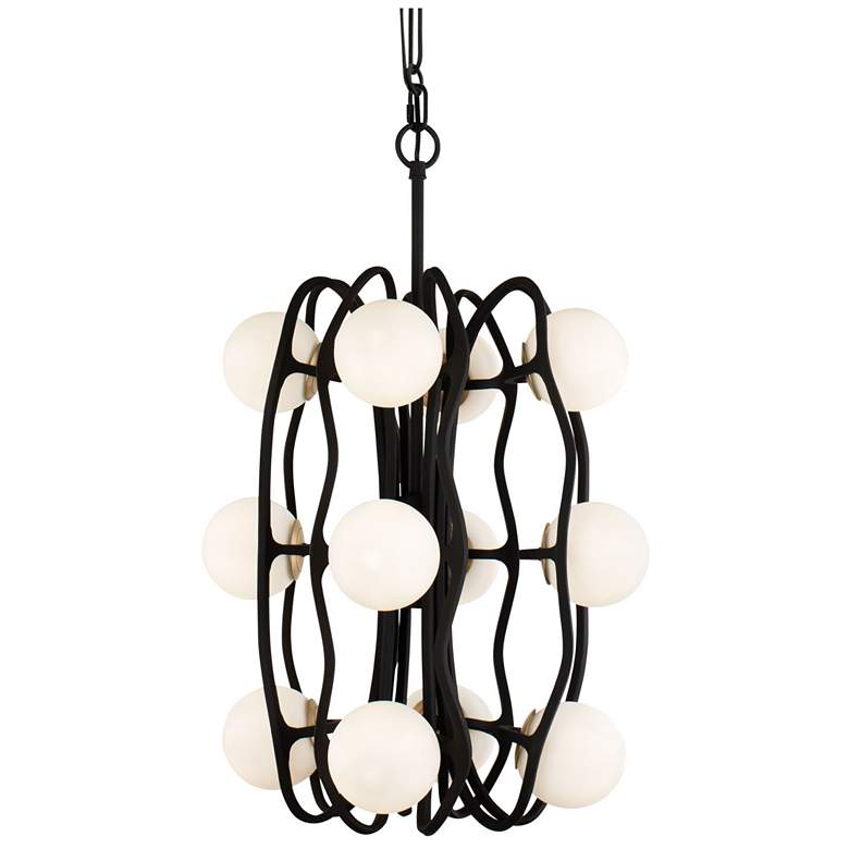 Image 1 Black Betty 17" Wide 12-Lt Carbon French Gold Pendant