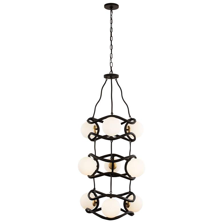 Image 1 Black Betty 9-Lt 3-Tier Foyer Pendant - Carbon &#38; French Gold