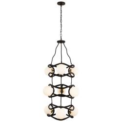 Black Betty 9-Lt 3-Tier Foyer Pendant - Carbon &#38; French Gold