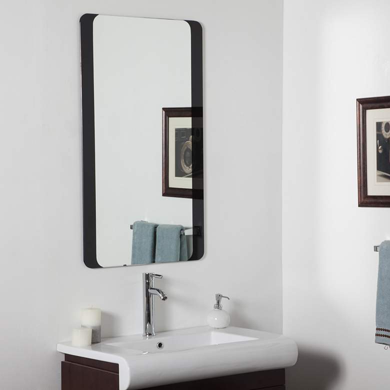 Image 1 Black Border 23 1/2 inch x 39 1/2 inch Bathroom Wall Mirror