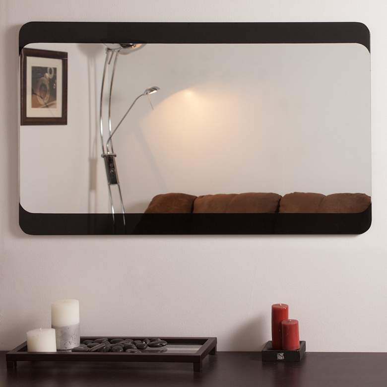 Image 2 Black Border 23 1/2" x 39 1/2" Bathroom Wall Mirror more views