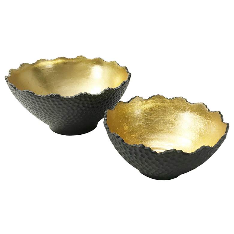 Image 1 Black Bowl with Gold Interior - Set of 2