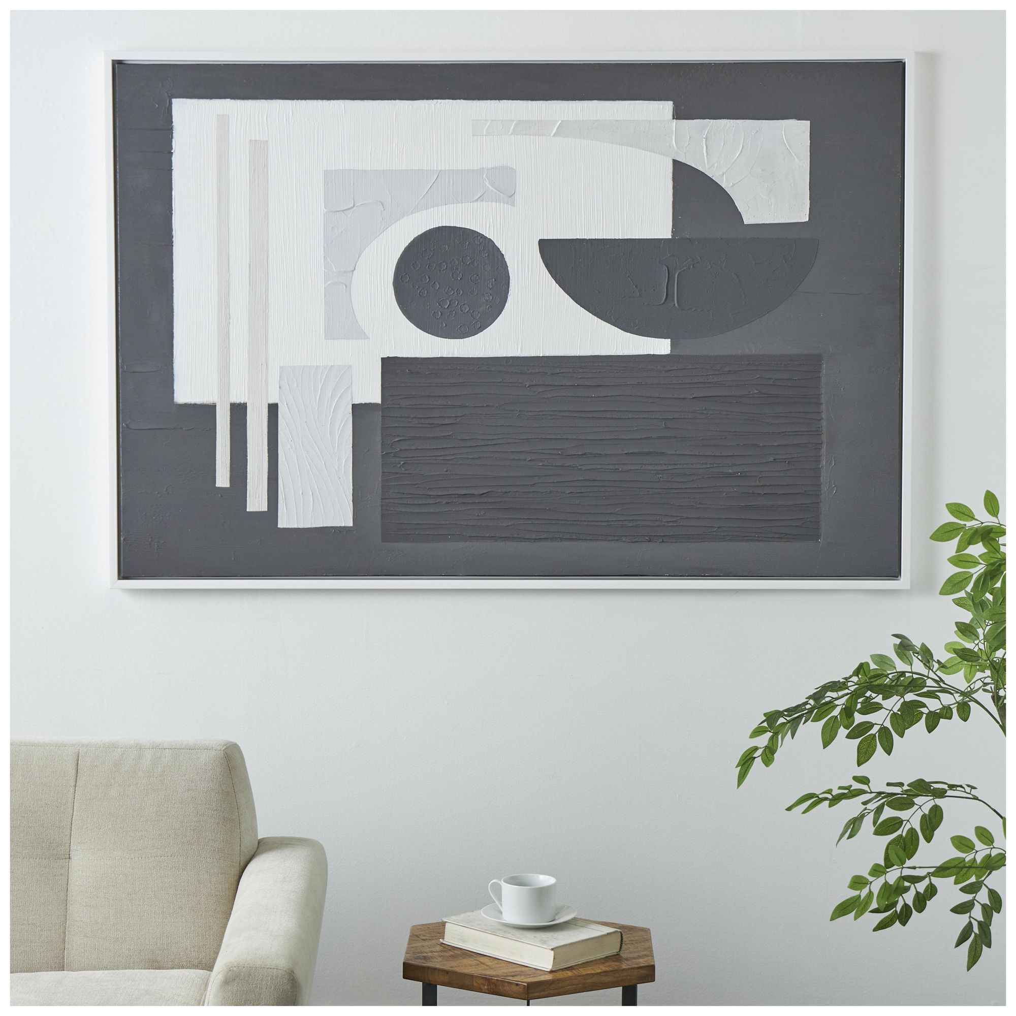 Image 4 Black Canvas Contemporary Framed Wall Art, 40" x 2" x 59" more views
