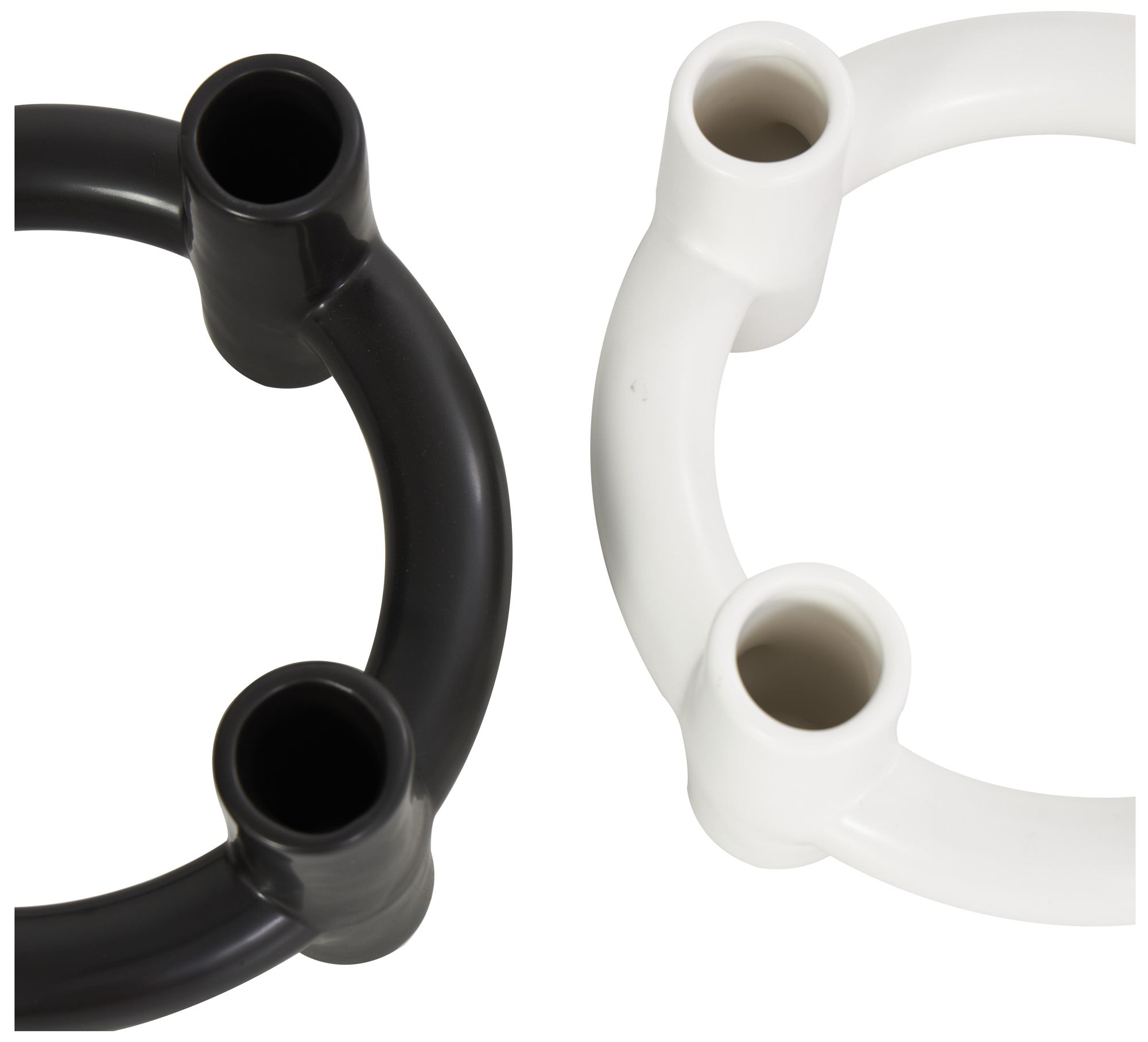 Image 2 Black Ceramic Contemporary Candle Holder, S/2 8"W, 4"H more views