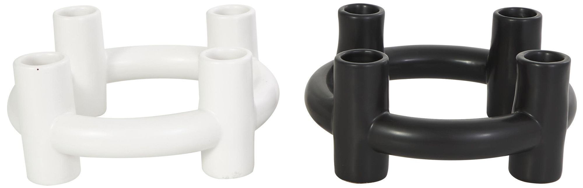 Image 5 Black Ceramic Contemporary Candle Holder, S/2 8"W, 4"H more views