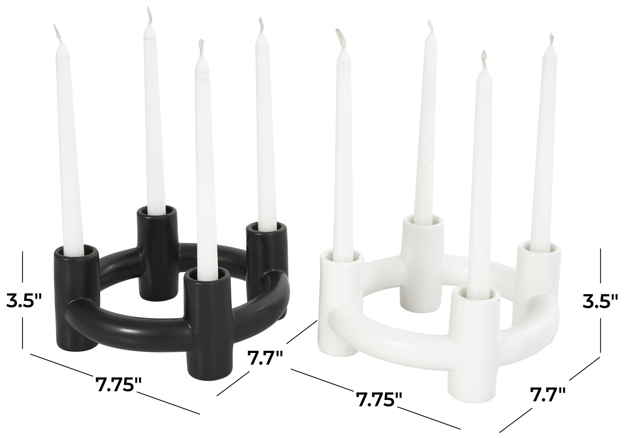 Image 7 Black Ceramic Contemporary Candle Holder, S/2 8"W, 4"H more views