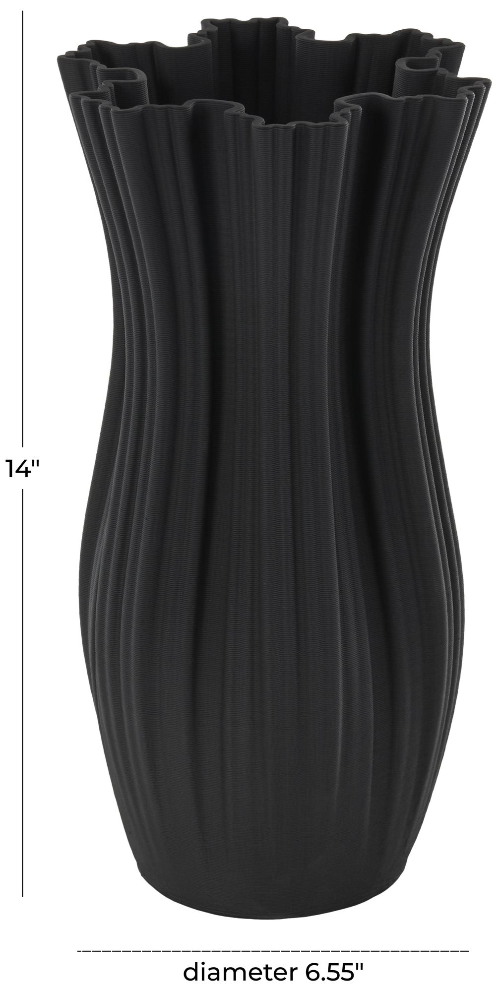 Image 7 Black Ceramic Contemporary Vase, 7" x 7" x 14" more views