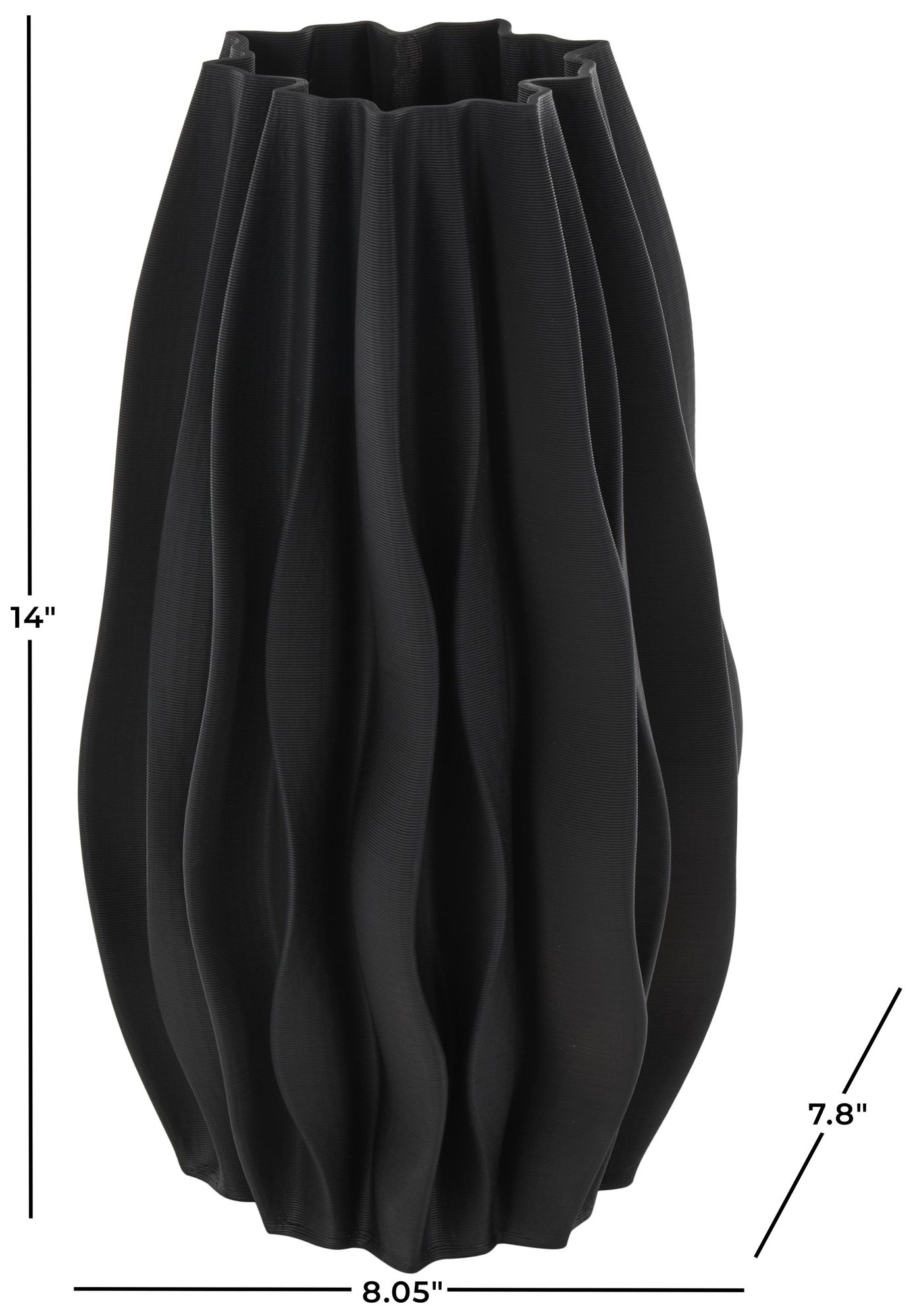 Image 7 Black Ceramic Contemporary Vase, 8" x 8" x 14" more views