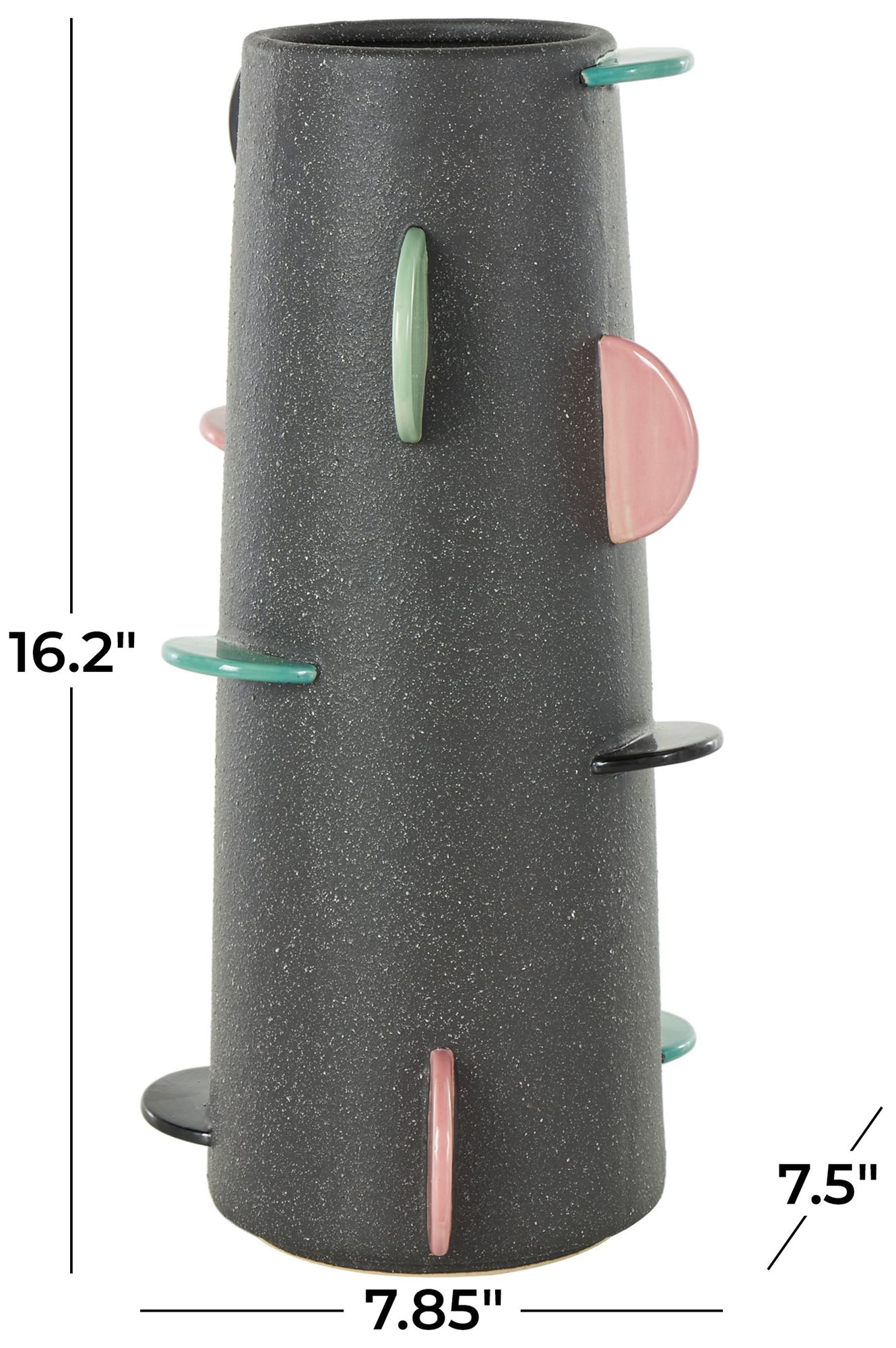 Image 7 Black Ceramic Eclectic Vase, 8" x 8" x 16" more views