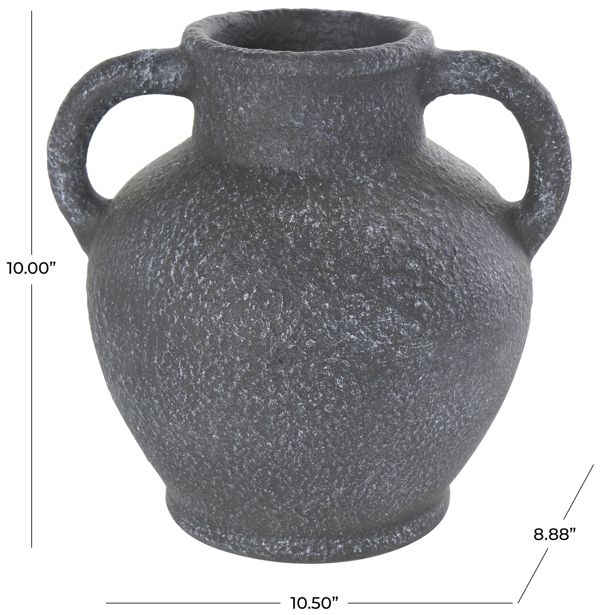 Image 7 Black Ceramic Farmhouse Vase, 10" x 9" x 10" more views