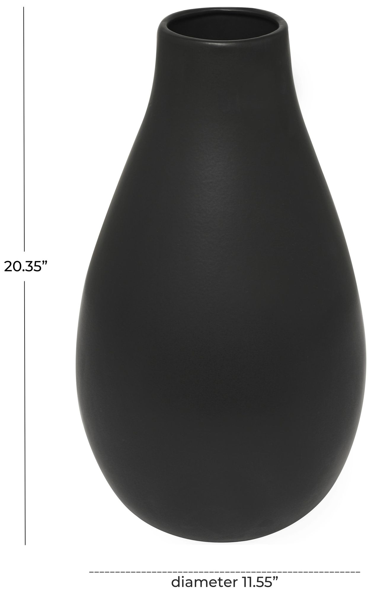 Image 6 Black Ceramic Modern Vase, 12" x 12" x 20" more views