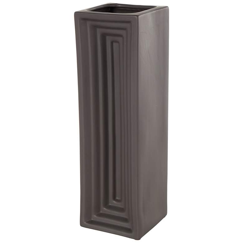 Image 1 Black Ceramic Modern Vase, 6" x 6" x 18"