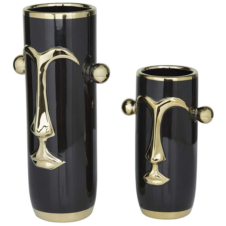 Image 1 Black Ceramic Modern Vase, S/2 16", 11"H