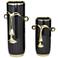 Black Ceramic Modern Vase, S/2 16", 11"H
