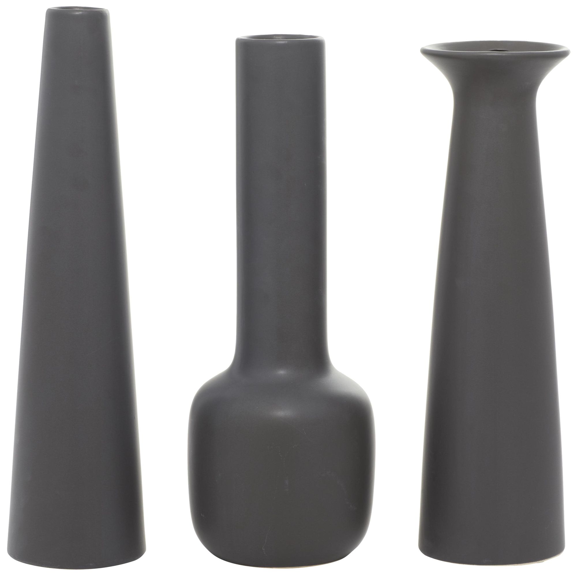 Image 5 Black Ceramic Modern Vase, S/3 17", 16", 16"H more views