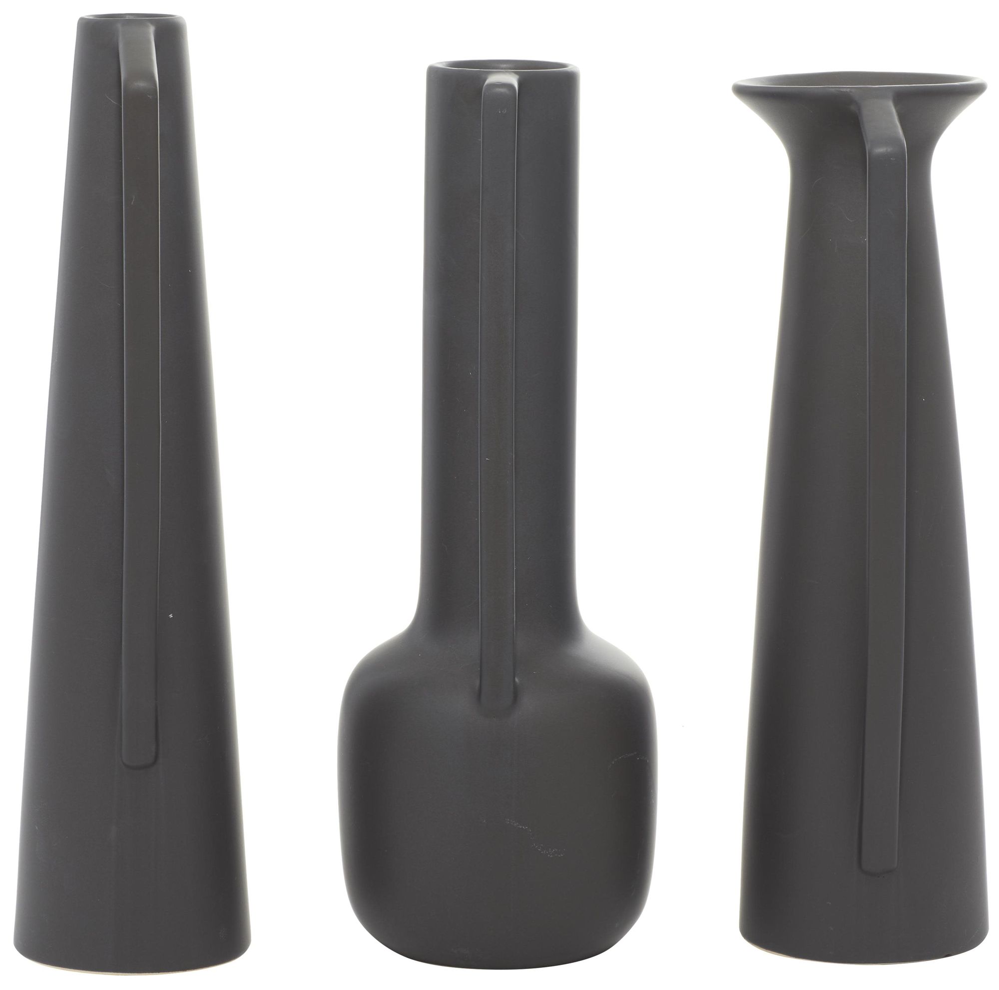 Image 6 Black Ceramic Modern Vase, S/3 17", 16", 16"H more views