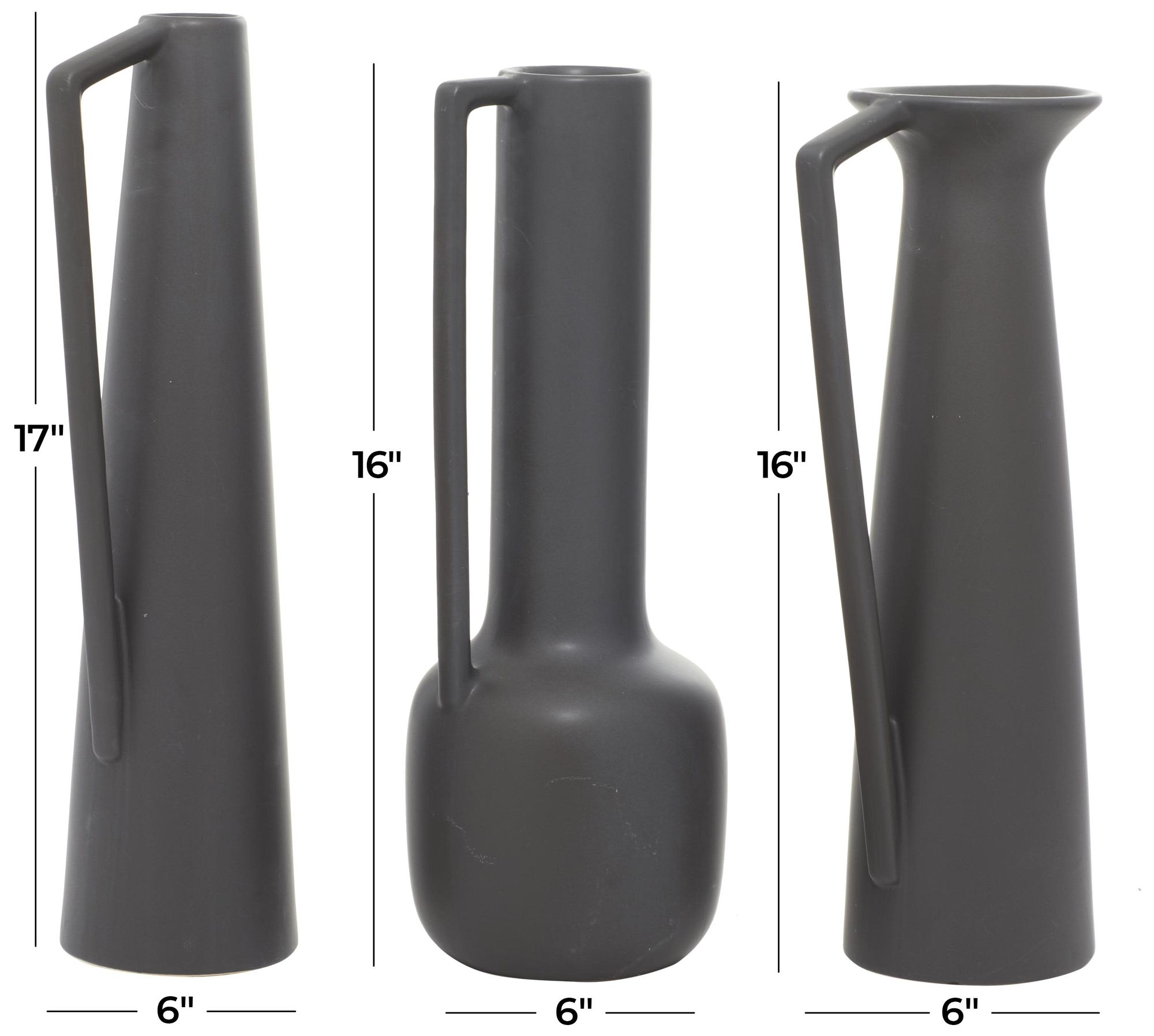 Image 7 Black Ceramic Modern Vase, S/3 17", 16", 16"H more views