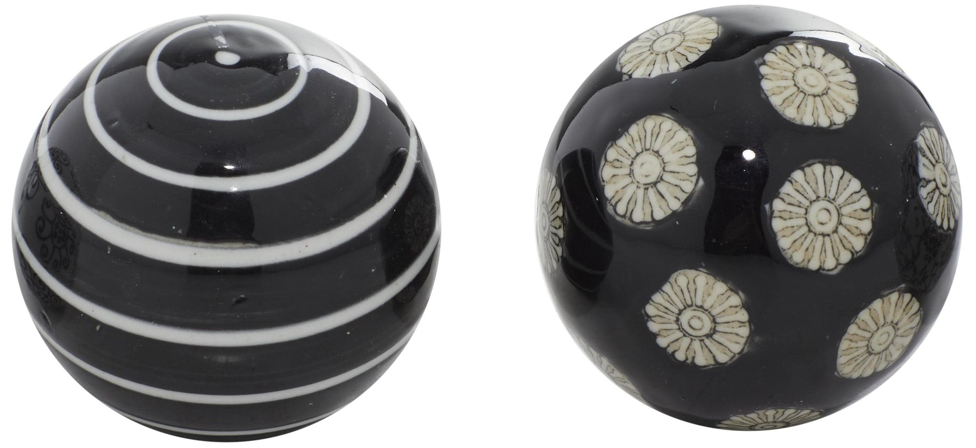 Image 2 Black Ceramic Traditional Orbs & Vase Filler, S/6 3"D more views