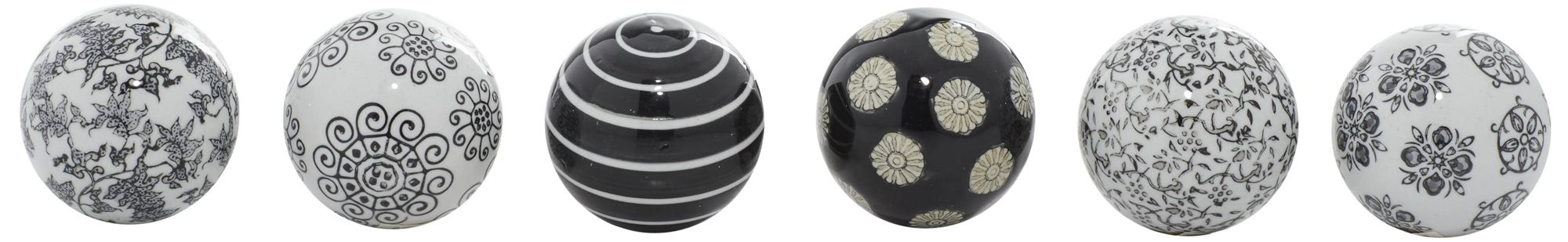 Image 4 Black Ceramic Traditional Orbs & Vase Filler, S/6 3"D more views