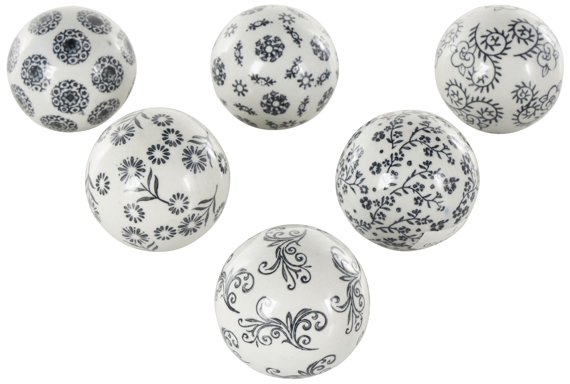 Image 2 Black Ceramic Traditional Orbs & Vase Filler, S/6 3"W, 3"H