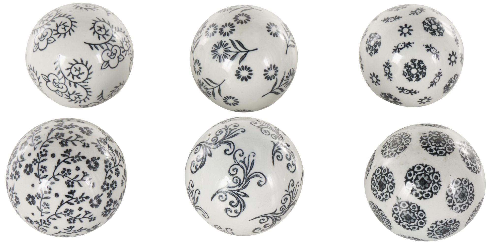 Image 6 Black Ceramic Traditional Orbs & Vase Filler, S/6 3"W, 3"H more views