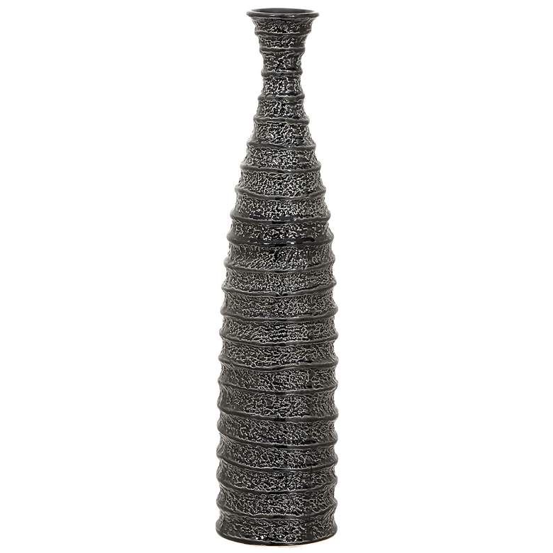 Image 1 Black Ceramic Traditional Vase, 6" x 6" x 24"