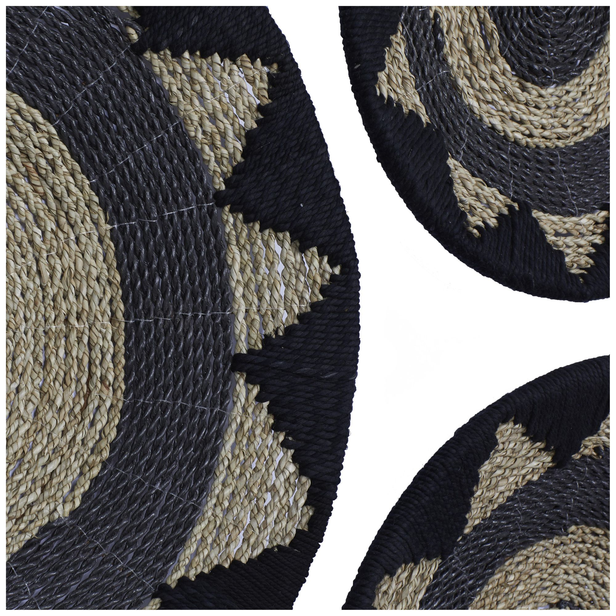 Image 4 Black Cotton Fabric Bohemian Wall Decor, S/3 24", 20", 16"H more views