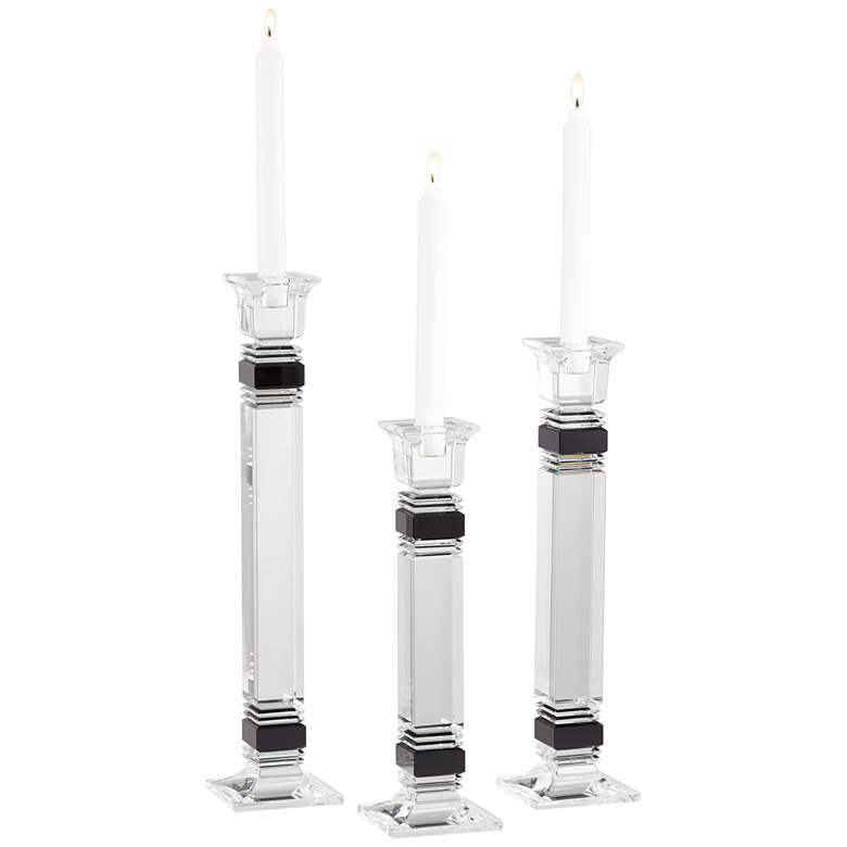 Image 1 Black Crystal Taper Candle Holder Set of 3