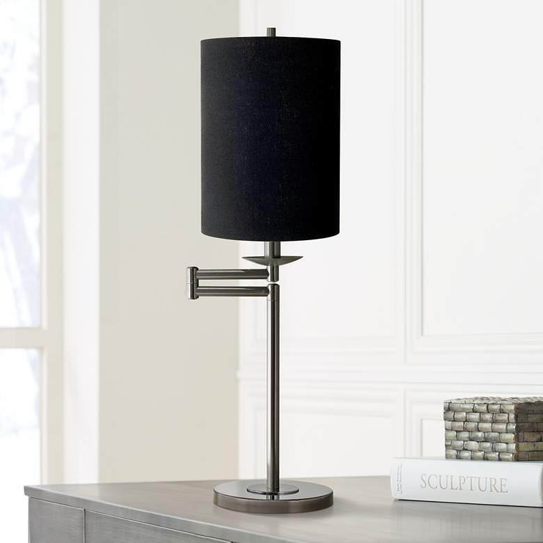 Image 1 Black Cylinder Shade Bronze Swing Arm Desk Lamp