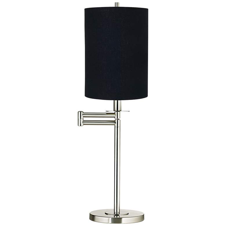 Image 1 Black Cylinder Shade Brushed Nickel Swing Arm Desk Lamp
