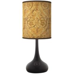 Black Droplet Modern Table Lamp with Golden Versailles Giclee Shade