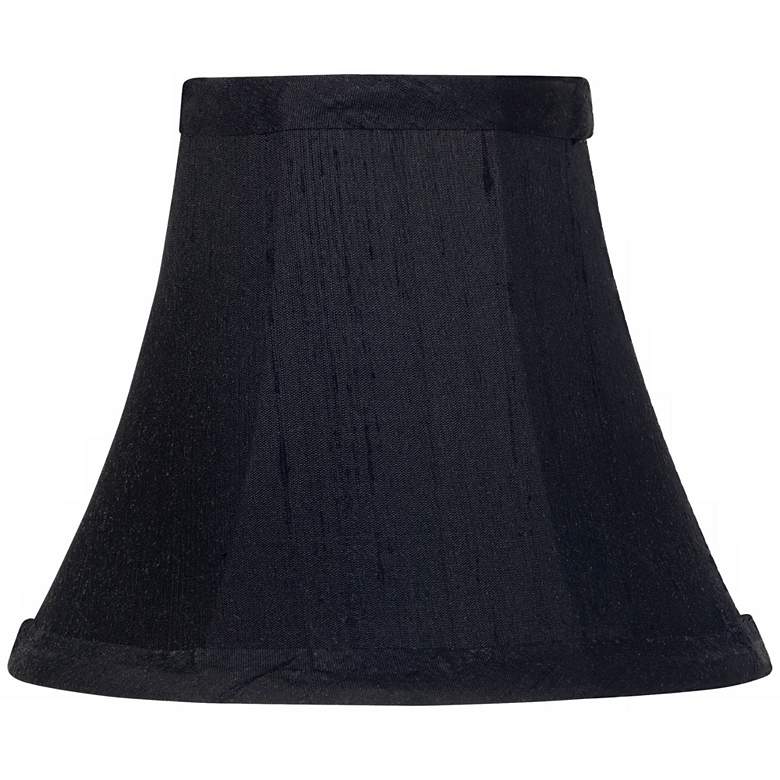 Image 1 Black Dupioni Silk Bell Lamp Shade 3x6x5 (Clip-On)