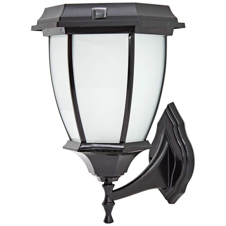 Image 1 Black Dusk-to-Dawn 15 inch High LED Solar Outdoor Wall Light