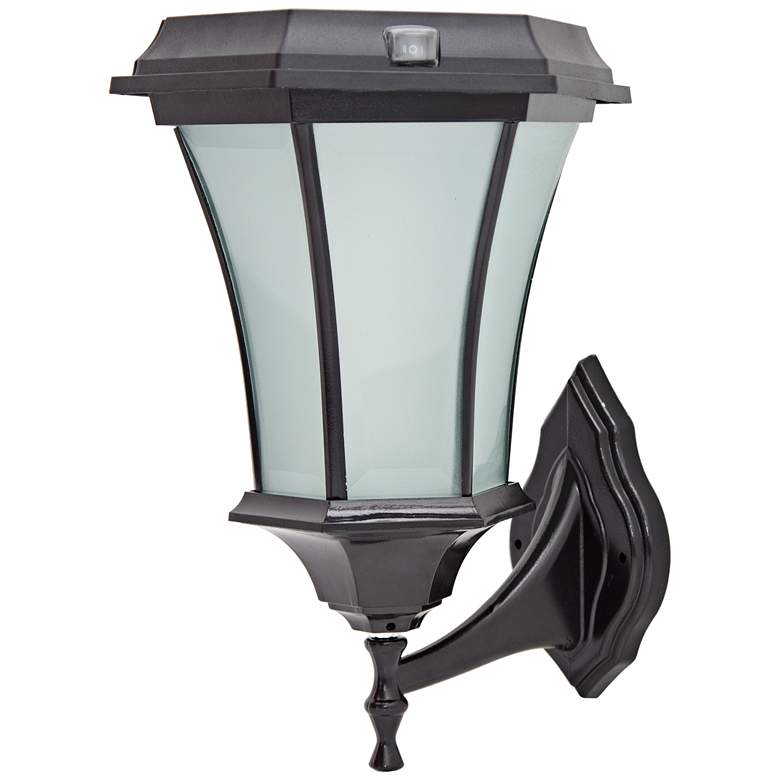 Image 1 Black Dusk-to-Dawn Solar-Powered LED Outdoor Wall Light