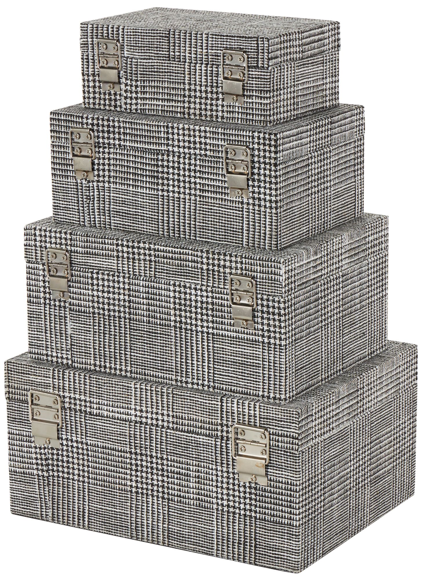 Image 5 Black Fabric Modern Box, S/4 10", 9", 8", 6"H more views
